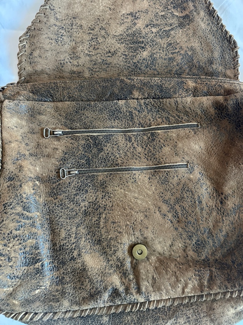 Rare Jose Luis Lambskin Suede Leather Studded Crossbody Messenger Bag - Picture 4 of 9